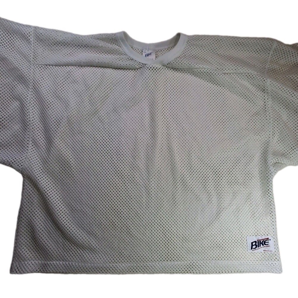 Vintage 1990s Bike Sz XXL White Mesh Jersey Boxy Made In USA Gorpcore